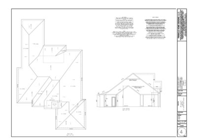 Architectural roof plan blueprint for the custom home at Lot 13 River Club showing complex hip roof design and pitches.